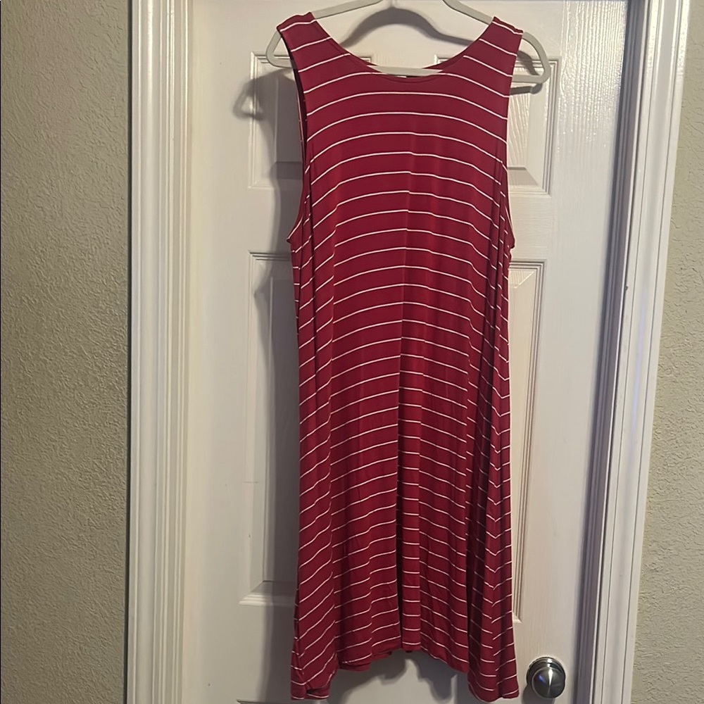 Old Navy Red and White Striped Midi Dress